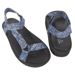 A.P.C. Liberty Anais Floral Sandals US 10 EU 43 Mens Blue Platform Strappy $285